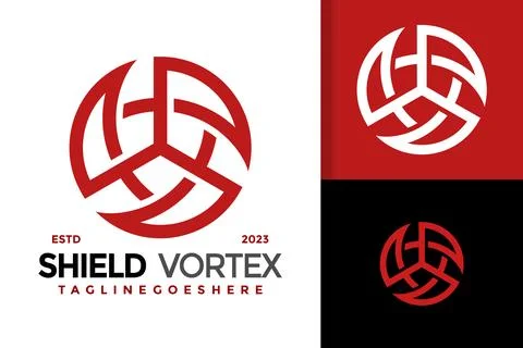 Shield vortex logo vector icon illustration Stock Illustration