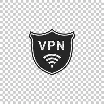 Shield with VPN and WiFi wireless internet network symbol icon isolated on Illustrazione stock