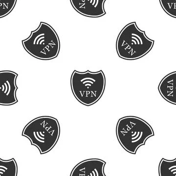 Shield with VPN and WiFi wireless internet network symbol icon seamless pattern Stock Illustration