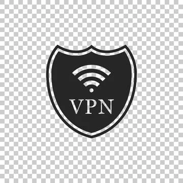 Shield with VPN and WiFi wireless internet network symbol icon isolated on Illustrazione stock