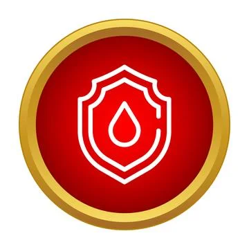 Shield with water drop protecting red circle icon Stock Illustration