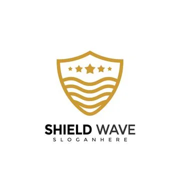 Shield Wave Logo Design. Creative Idea logos designs Vector illustration temp Stock Illustration