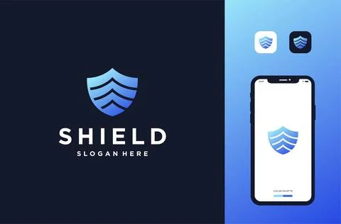 Shield wave logo mark premium vector Stock Illustration