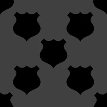 Shield web icon. flat design. Seamless gray pattern. Stock Illustration