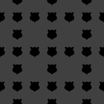 Shield web icon. flat design. Seamless gray pattern. Stock Illustration