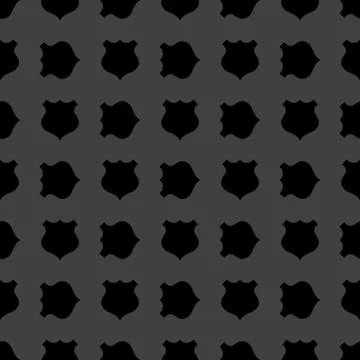 Shield web icon. flat design. Seamless gray pattern. Stock Illustration