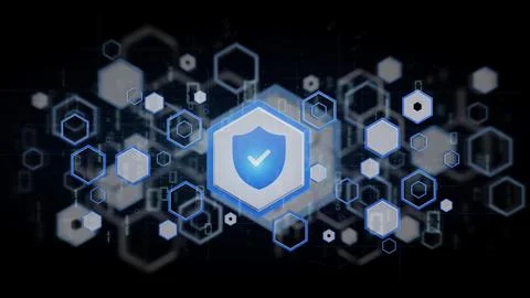 Shield web security concept on a background 3d rendering Stock Illustration