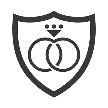 Shield Wedding Ring Love Protection Icon Vector Modern Logo Design Template Stock Illustration