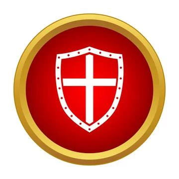 Shield with a white cross on red background Stock Illustration