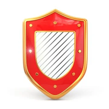Shield on white isolated background. security concept. Illustrazione stock