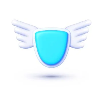 Shield wings 3d, great design for any purposes. Realistic design. Vector graphic Stock Illustration