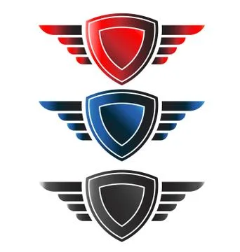 Shield with wings Stock Illustration