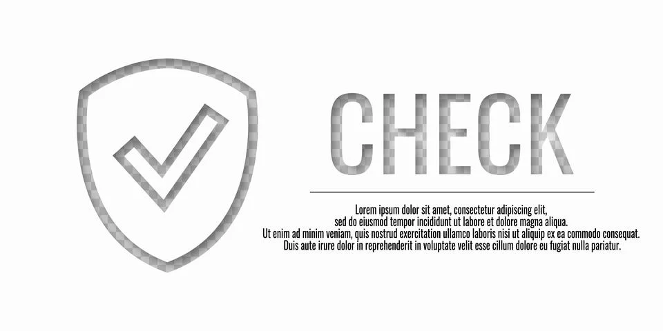 Shield with word CHECK. Safe information. Place for your text. Concept secu.. イラスト素材