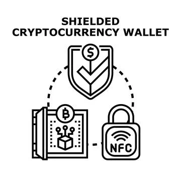 Shielded cryptocurrency wallet concept for digital asset security Иллюстрация