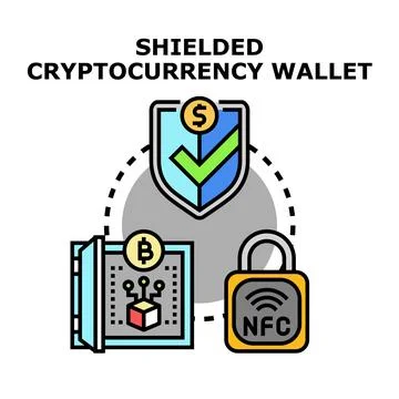 Shielded cryptocurrency wallet concept for digital asset security Иллюстрация