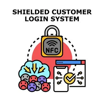 Shielded customer login system protecting user identity Illustrazione stock