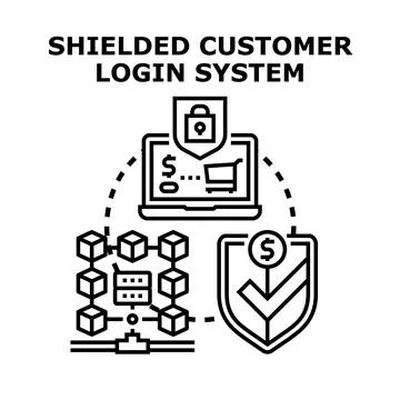 Shielded customer login system for secure online payment Stock Illustration