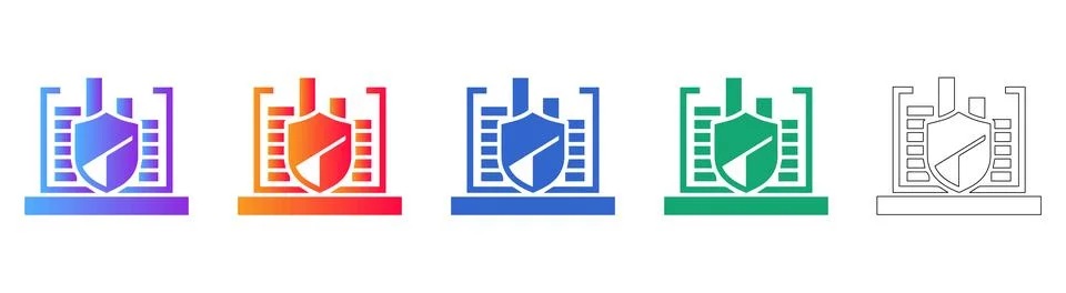 Shielded Data Chart Icon Set イラスト素材