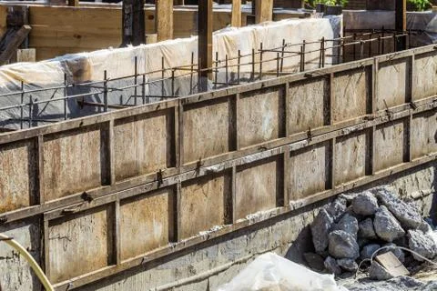 Shielded steel formwork for the construction Stock Photos