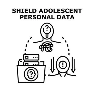 Shielding adolescent personal data cyber security identity protection Stock Illustration
