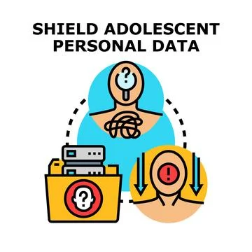 Shielding adolescent personal data cyber security identity protection Stock Illustration