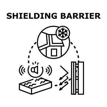 Shielding barrier concept for sound and thermal insulation Stock Illustration