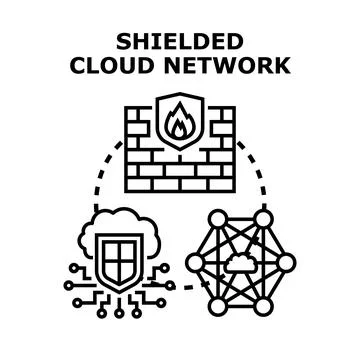 Shielding cloud network with firewall security system Stock Illustration