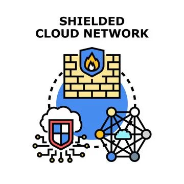 Shielding cloud network with firewall security system Stock Illustration