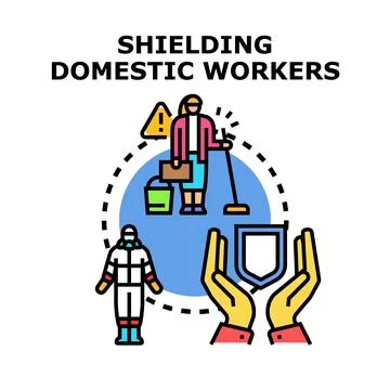 Shielding domestic workers ensuring safety and protection Stock Illustration