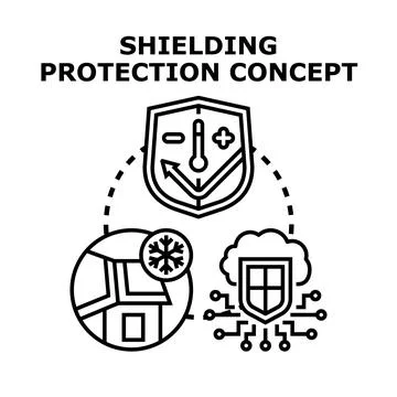 Shielding protection concept for property and digital assets Stock Illustration