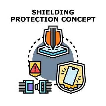 Shielding protection concept with security system elements Stock Illustration