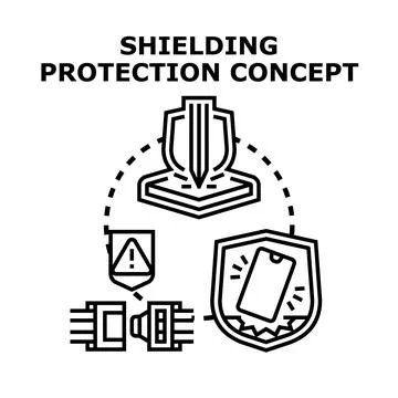 Shielding protection concept with security system elements Stock Illustration