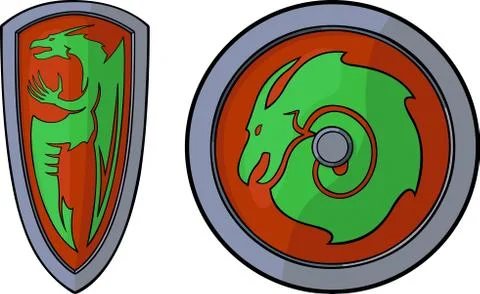 Shields and dragons Illustrazione stock