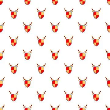 Shields and swords medieval pattern on white background Stock Illustration