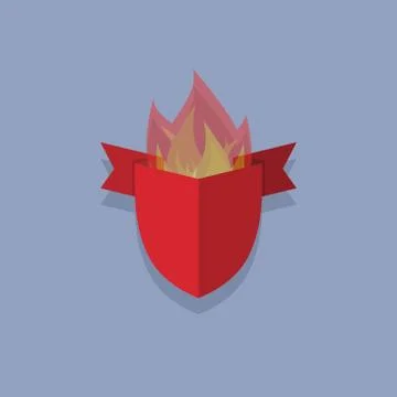 Shields with fire. element heraldic Stock Illustration
