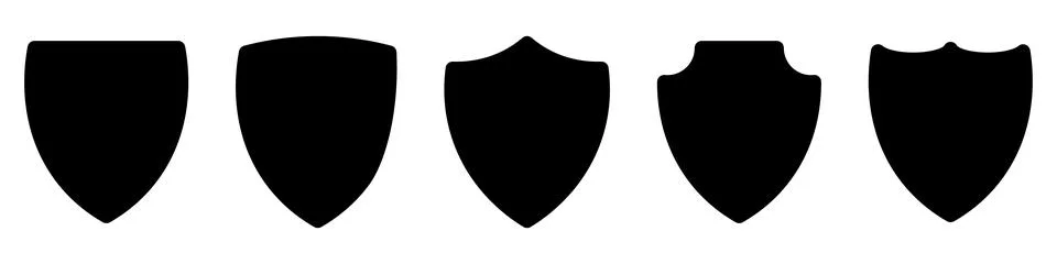 Shields set. Collection of security shield icons with contours and linear s.. Stock Illustration