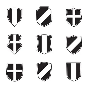 Shields set. Vector illustration of different shields shape. Heraldic design  Stock Illustration