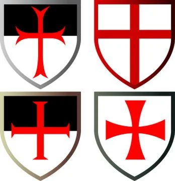 Shields of Templar Knights, isolated vector icons Stock Illustration