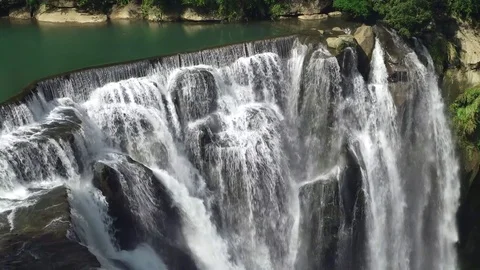 Shifen Waterfall close up elevated view. Taiwan. 4K resolution Video stock 72915216