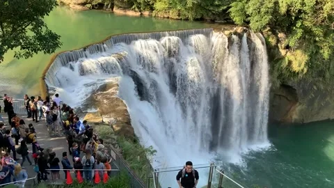 Shifen Waterfall in Taiwan, Pingxi District (3rd Jan 2020) 库存影片 344041900