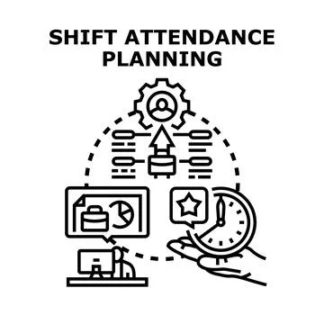 Shift attendance planning managing workflow and human resources Stock Illustration