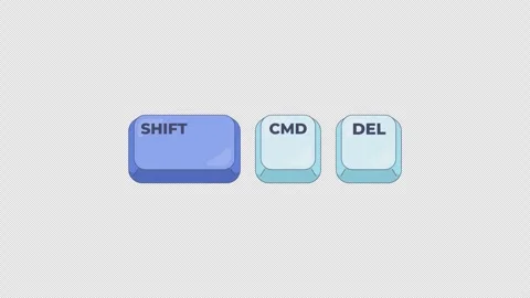 Shift CMD Delete keyboard shortcut keys animation Video stock 332273675