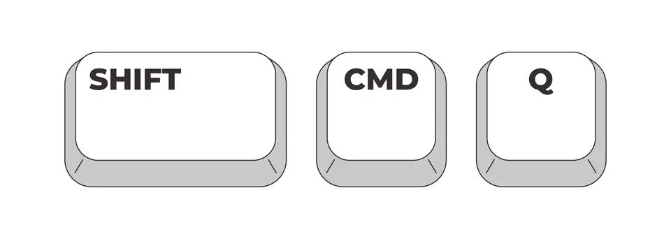 Shift CMD Q grayscale keyboard hotkey Stock Illustration