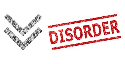 Shift Down Recursive Collage of Shift Down Items and Distress Disorder Seal 库存插图