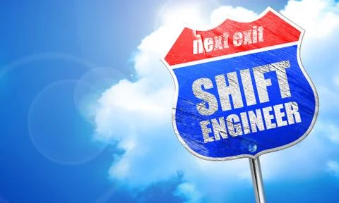 Shift engineer, 3D rendering, blue street sign Ilustración de archivo