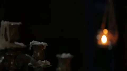 Shift focus to hanging candle Stock Footage 147904714