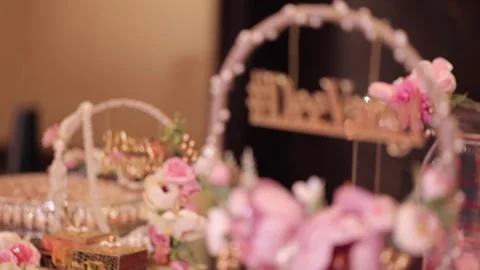 A Shift Focus Shot of an Indian Wedding Decoration at the Wedding Venue Stock Footage 170598649