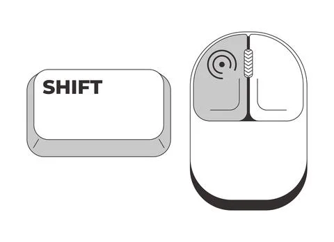 Shift with left mouse click grayscale keyboard hotkey Illustrazione stock