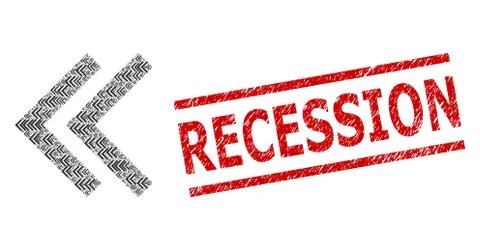 Shift Left Recursion Mosaic of Shift Left Icons and Grunge Recession Seal Stock Illustration