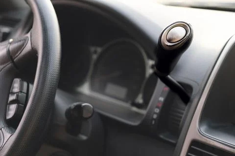 Shift lever of the automatic transmission on the wheel. Stock Photos